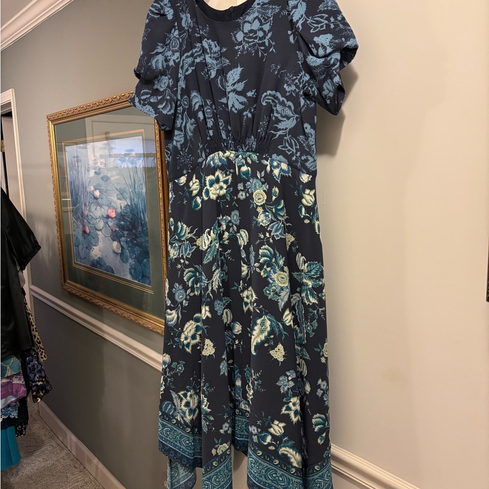 Vince Camuto Navy and Light Blue Floral Dress